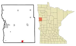 Location of Barnesville within Clay County and state of Minnesota