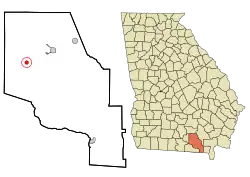 Location in Clinch County and the state of Georgia