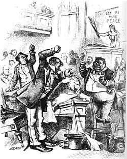 "Colored Rule in a Reconstructed(?) State (The members call each other thieves, liars, rascals, and cowards)", Harper's Weekly, March 14, 1874.[a]