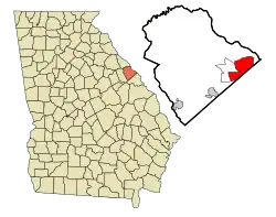 Location in Columbia County and the state of Georgia
