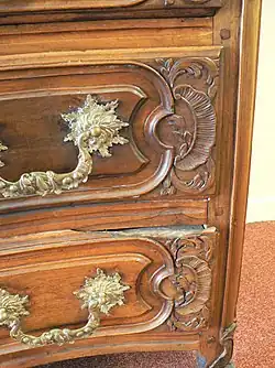 Rocaille ornament of leaves, flowers and seashell