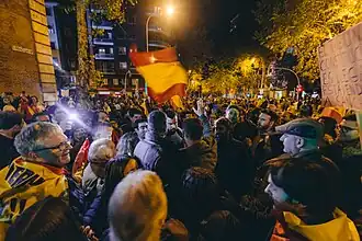 Santiago Abascal in a demonstration in front of the headquarters of the PSOE in Madrid