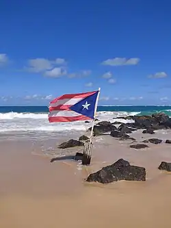 Flag of Puerto Rico on Condado Beach