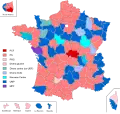 Party affiliation of the General Council Presidents of the various departments in the elections of 2008