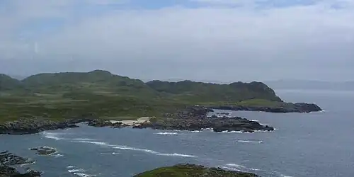Corrachadh Mòr to the right and Mull in the distance as seen from the Ardnamurchan Point lighthouse