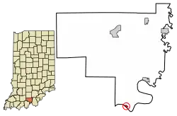 Location of Alton in Crawford County, Indiana.