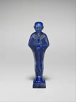Cult image of Ptah; 945–600&nbsp;BC; height of the figure: 5.2&nbsp;cm, height of the dais: 0.4&nbsp;cm; Metropolitan Museum of Art