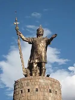 Monument to the Inca Pachacuti, one of the works inaugurated during the government of Estrada Pérez