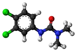 Ball-and-stick model of the DCMU molecule
