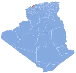 Map of Algeria highlighting Mostaganem