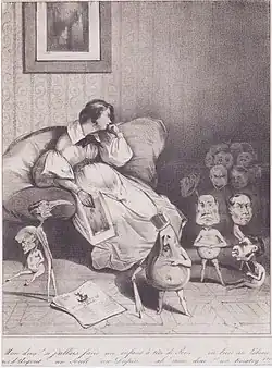 A trick of the imagination: My God! If my child were born with a pear head, or as Lobau, or as D'Argout, as Dupin ... For God's sake! A Kératry lithograph, 26,4 x 19,8 cm.