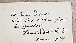 To Miss Dent, With best wishes from the author, David Seth-Smith, Xmas, 1939