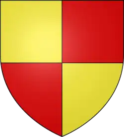 Shield quartered yellow and red