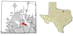 Location of Hickory Creek in Denton County, Texas