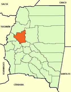 Location of Banda Department within Santiago del Estero Province