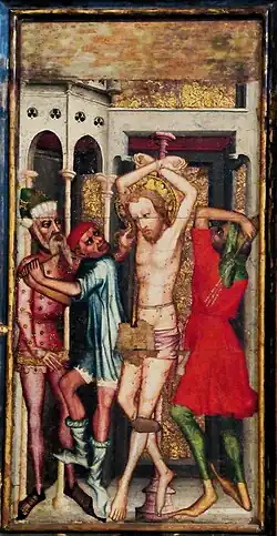 panel painting of the Flagellation of Jesus