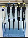 Different volumes of micropipettes.