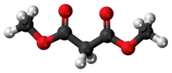 Ball-and-stick model of the dimethyl malonate molecule