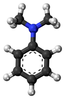 Ball-and-stick model of the dimethylaniline molecule