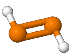 Ball and stick model of diphosphene molecule