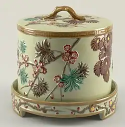 Victorian majolica dish and cover (for cheese?), c. 1880