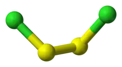 Ball and stick model of disulfur dichloride