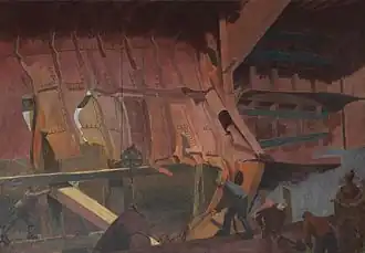 Divers at Work Repairing a Torpedoed Ship by John Laviers Wheatley