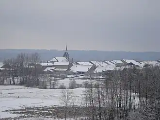 The village of Domjevin in the snow
