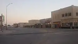 Downtown Anson south of the courthouse at sunset