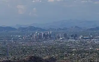 Aerial view of Downtown Phoenix in July 2011