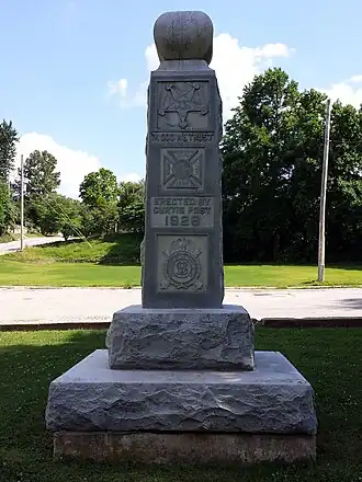 S end of Twin Springs Park 1928 commemorative monument