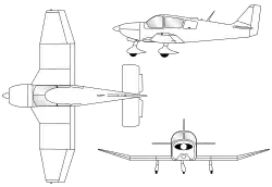 3-view line drawing of the Robin DR 400