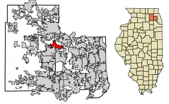 Location of Wayne in DuPage and Kane Counties, Illinois.