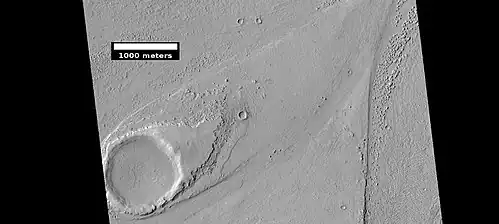 Streamlined shape showing layers, as seen by HiRISE under HiWish program