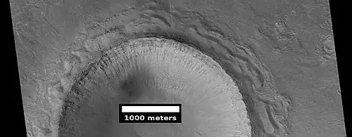 Crater showing layers, as seen by HiRISE under HiWish program