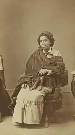 Edmonia Lewis was of Mississauga Ojibwe, African-American and Haitian descent.[74]