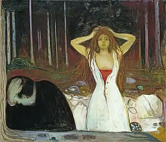 Ashes, 1894, oil on canvas, 120.5&nbsp;cm ×&nbsp;141&nbsp;cm (47+1⁄2&nbsp;in ×&nbsp;55+1⁄2&nbsp;in). Nasjonalgalleriet, Oslo