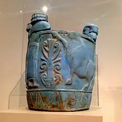 Faience pyxis from northern Syria (c. 750-700 BC)