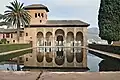 The portico of the palace, with the Torre de las Damas rising on the left