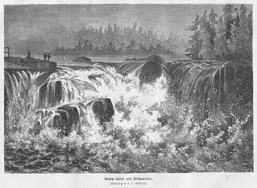 The Great Fall in Älvkarleby in Uppland in 1876 (after a drawing by Carl Svante Hallbeck).