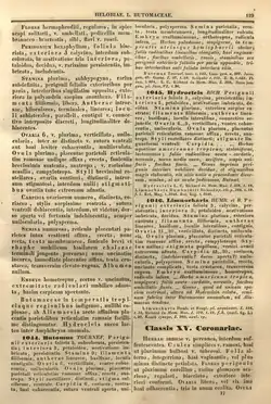 Page 129 of Endlicher's Genera Plantarum, describing Coronariae