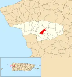 Location of Espino within the municipality of Añasco shown in red