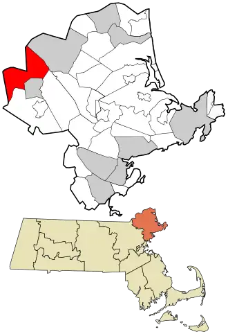 Location in Essex County and the state of Massachusetts.
