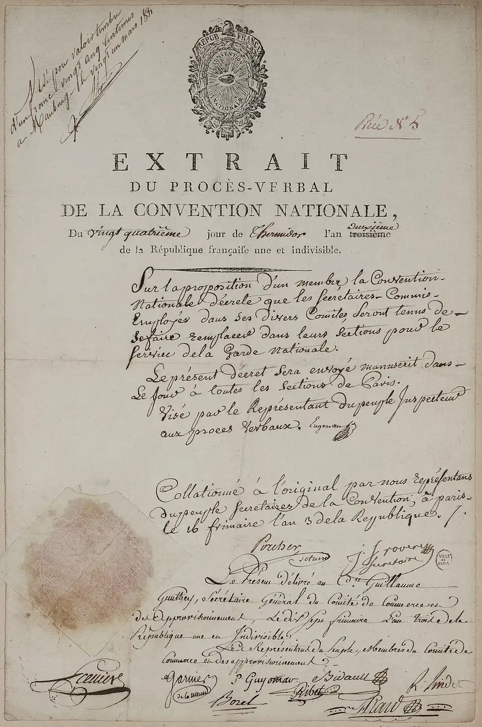 Extrait du procès-verbal de la convention nationale du vongt-quatrième jour de Thermidor l'an deuxième de la République, Paris Musées 20230910202229.jpg