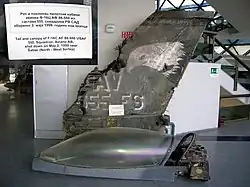 Tail and canopy of F-16CG shot down during the Operation Allied Force
