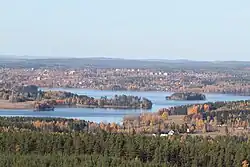 Fagersta and lake Stora Aspen seen from Landsberget.