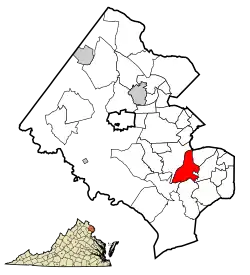 Location of Franconia in Fairfax County, Virginia