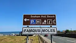 Famous Moles sign on B1287 near Seaham Hall