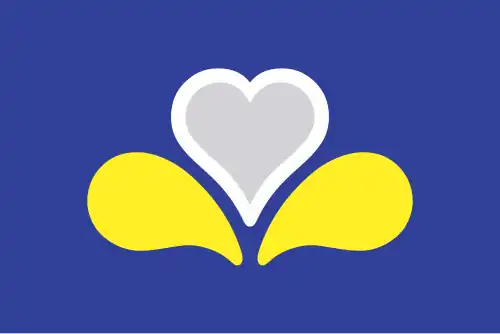 The blue and yellow colours of the Brussels flag are those of the European Union, of which Brussels is the de facto capital city.[135]