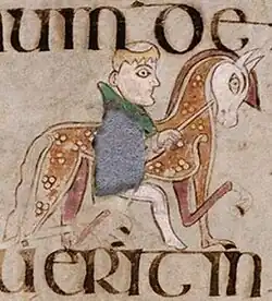 Horseman in folio 255 verso (Luke), Book of Kells, 9th century